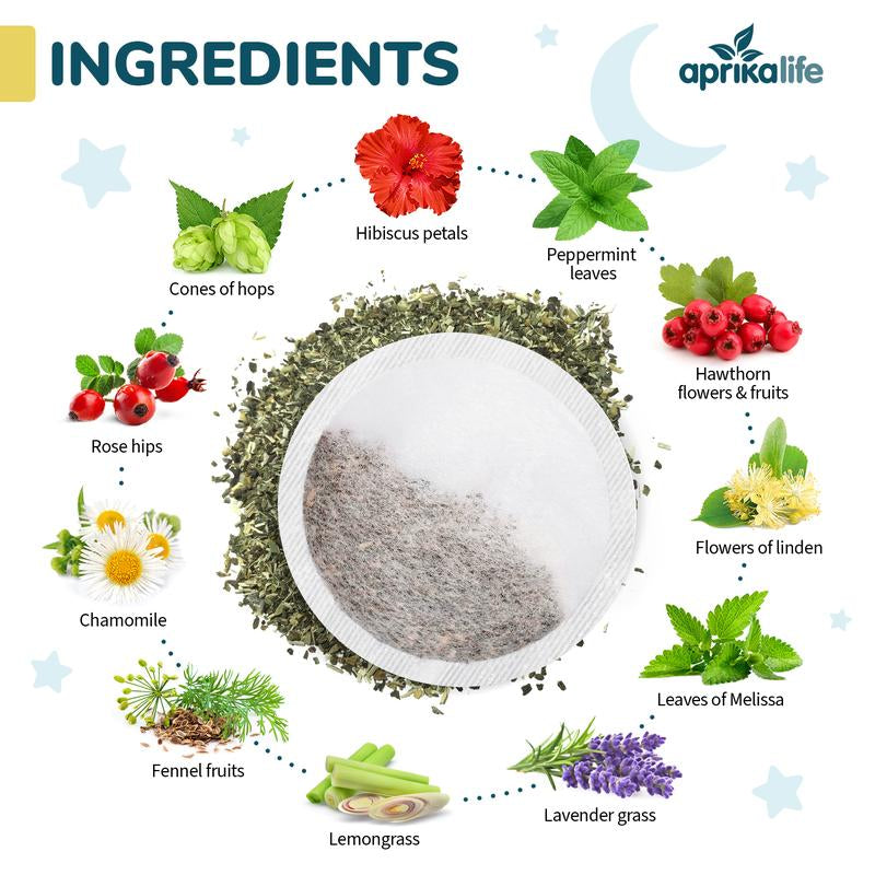 Sleep Tea with Sleep Guide, Natural Herbal Tea with 12 Herbs Created by Herbalists, Promotes Relaxation, Stress Relief - Wellness Tea Blend - 60 Bags