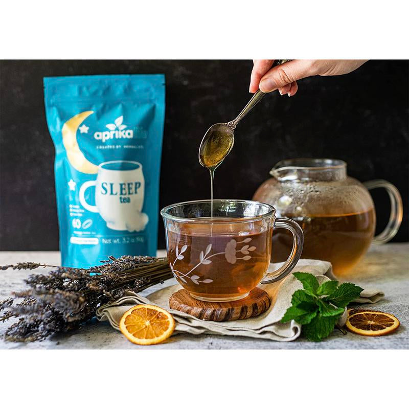 Sleep Tea with Sleep Guide, Natural Herbal Tea with 12 Herbs Created by Herbalists, Promotes Relaxation, Stress Relief - Wellness Tea Blend - 60 Bags