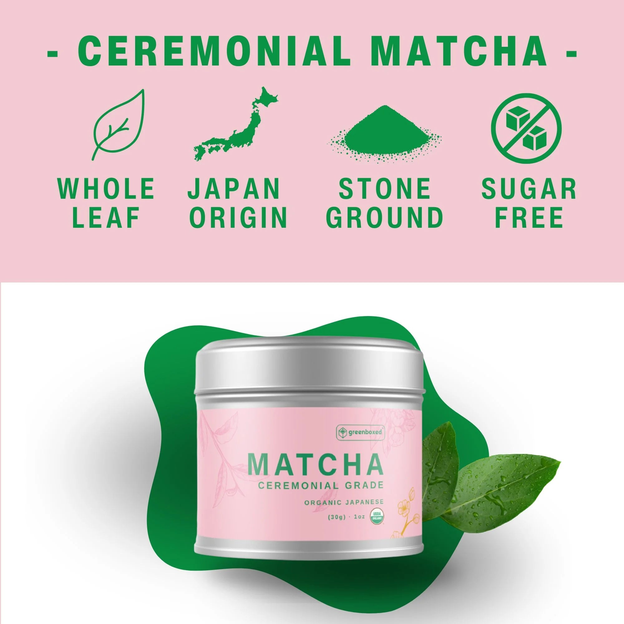 Matcha Organic Japanese Ceremonial Matcha Green Tea Powder, 1 Oz, Vegan, Naturally Caffeinated
