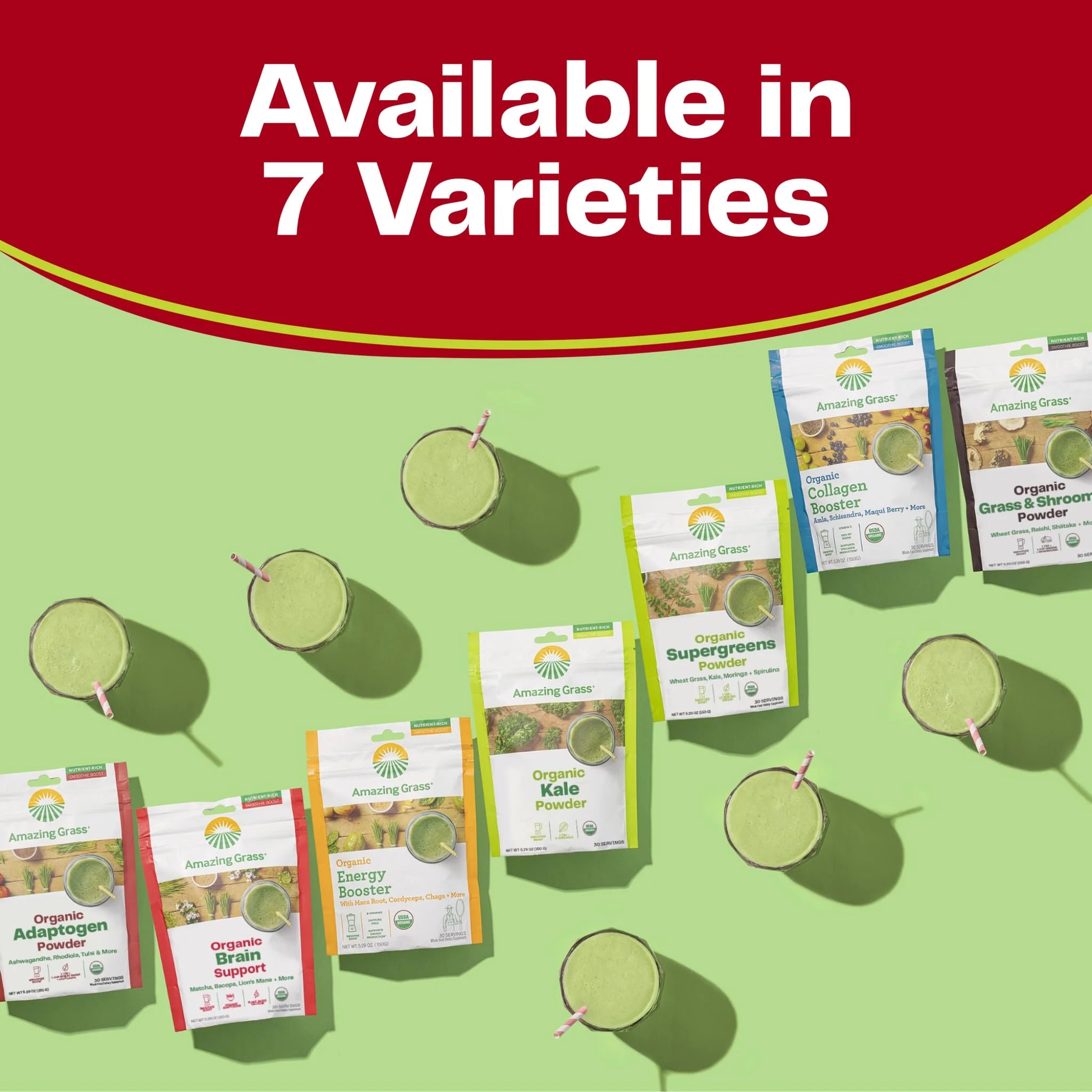 , Organic Brain Booster with Matcha, Bacopa, & Lion'S Mane, 5.29 Oz, 30 Servings