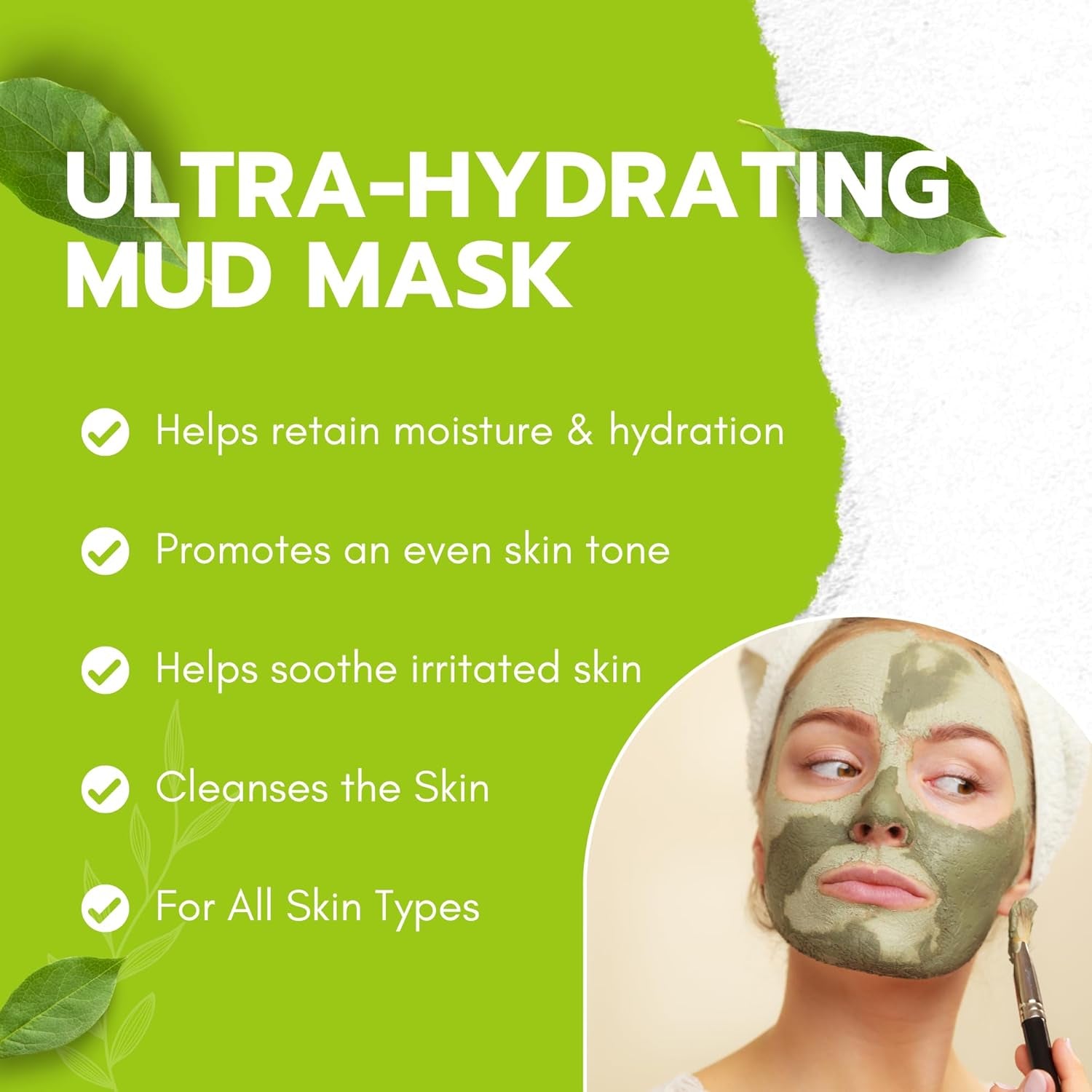 Green Tea Matcha Mud Mask with Aloe Vera, Deep Cleansing, Hydrating, and Relaxing Volcanic Clay Facial Mask