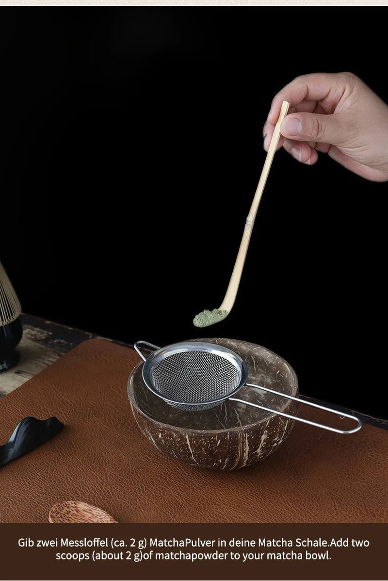 4-7Pcs Handmade Home Easy Clean Coconut Matcha Tea Set Tool Stand Kit Bowl Whisk Scoopbirthday Gift Ceremony Kitchen Supplies